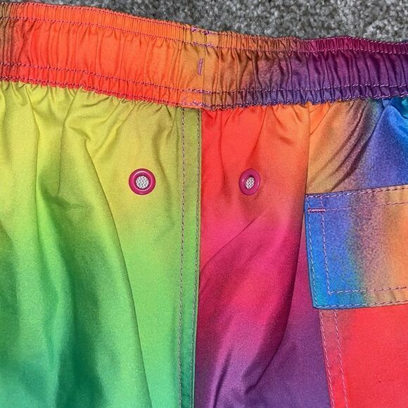 New Calvin Klein Pride Rainbow Tie dye print lined mesh men’s Swim Shorts L - Picture 8 of 9
